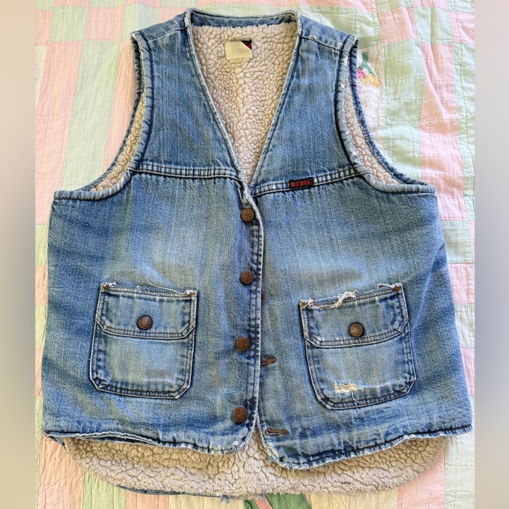 Denim Sherpa-Lined Vintage Vest